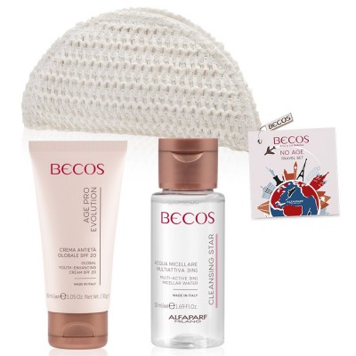 Becos No Age Travel Set - Multifunktionales Mizellenwasser+globale Anti-aging-creme Spf20 